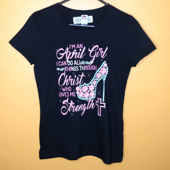 April Bling Christian Graphic Tee New S - Picture 1 of 4